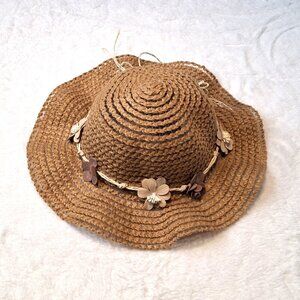 Bienvenu Girls Straw Hat Brimmed 100% Cotton Cottagecore Peasant Boho Romantic